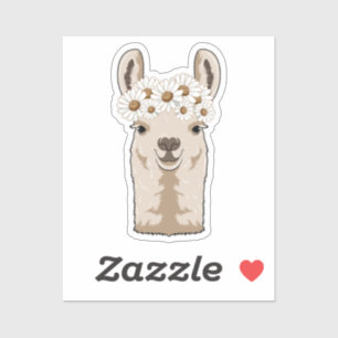 Sticker Llama aux fleurs blanches