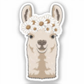 Sticker Llama aux fleurs blanches (Recto)