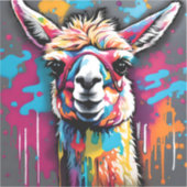 Sticker Llama avec éclaboussures (Recto)