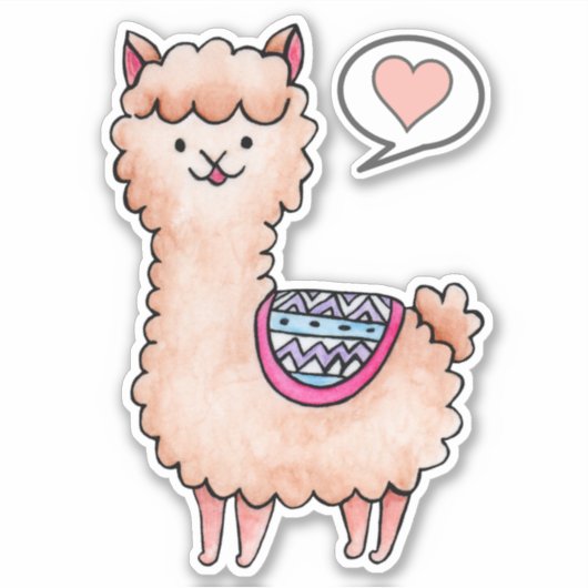 Sticker Llama cœur (Devant)
