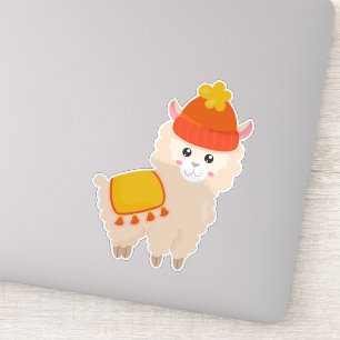 Sticker Llama D'Automne, Cute Llama, Alpaca, Llama Avec Ca
