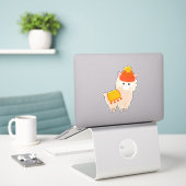 Sticker Llama D'Automne, Cute Llama, Alpaca, Llama Avec Ca (Ordinateur portable sur le bureau)
