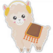 Sticker Llama d'automne, Llama mignonne, Alpaca mignonne,  (Devant)