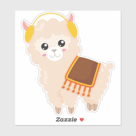 Sticker Llama d'automne, Llama mignonne, Alpaca mignonne,  (Feuille)