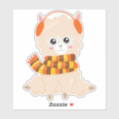 Sticker Llama D'Automne, Llama Mignonne, Llama Avec Écharp (Feuille)