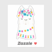 Sticker Llama florale mignonne (Feuille)