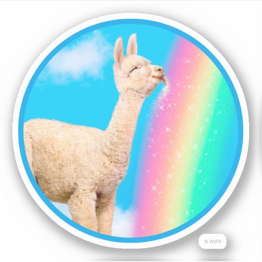 Sticker Llama Licking Rainbow (Devant)