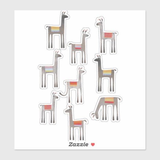 Sticker Llama mignonne Whimsical (Feuille)