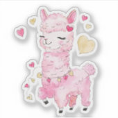 Sticker Llama Rose Aquarelle (Devant)
