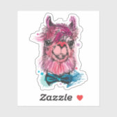 Sticker Llama rose mignonne (Feuille)