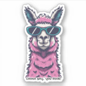 Sticker Llama vous dit Rock | Pose ironique dans les lunet (Devant)