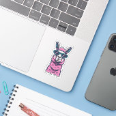 Sticker Llama vous dit Rock | Pose ironique dans les lunet (Ordinateur portable avec iPhone)