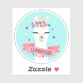 Sticker Llamacorn Cute Kawaii Unicorn Llama (Feuille)