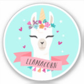 Sticker Llamacorn Cute Kawaii Unicorn Llama (Devant)