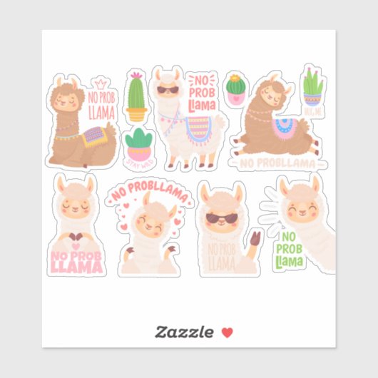 Sticker Llamas mignon (Feuille)