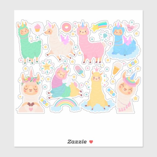 Sticker Llamas mignon (Feuille)