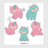 Sticker Llamas Unicorn Cute (Feuille)