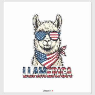 Sticker Llamerica Lama Patriotique Design Vector Vintage_1
