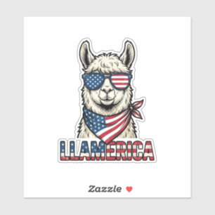 Sticker Llamerica Lama Patriotique Design Vectoriel Vintag