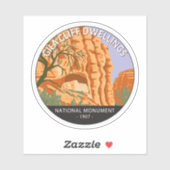 Sticker Logements Gila Cliff Monument National Circle (Feuille)
