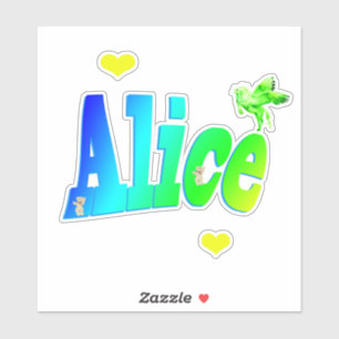 Sticker Logo Alice Name Avec Unicorn,