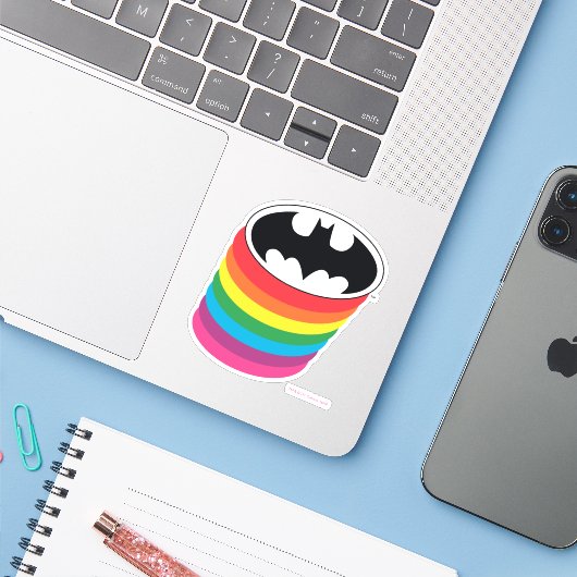 Sticker Logo Arc-en-ciel en couche Batman (Ordinateur portable avec iPhone)