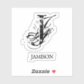 Sticker Logo Black Business Monogramme Nom Bouteille d'eau (Feuille)