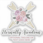 Sticker Logo Bohème Rustique Fleurs Flèches Rose Pâle Boho (Devant)