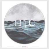 Sticker Logo Cercle Vagues Aquarelle Rustique | Monogramme (Feuille)