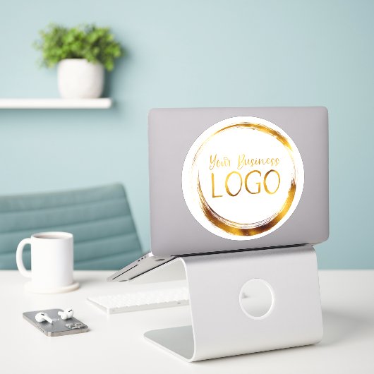 Sticker Logo d'affaires sur le Promo blanc (Ordinateur portable sur le bureau)