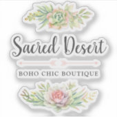 Sticker Logo d'aquarelle rustique de succulente de désert  (Devant)