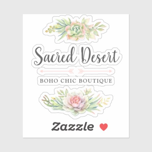 Sticker Logo d'aquarelle rustique de succulente de désert  (Feuille)