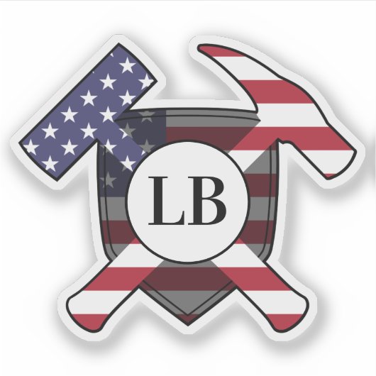 Sticker Logo de géologue américain avec vos initiales sur (Devant)