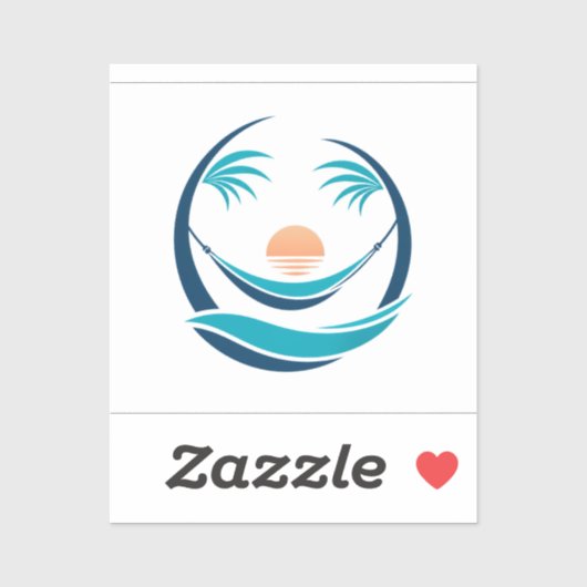 Sticker Logo de hamac de luxe au coucher du soleil (Feuille)