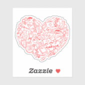 Sticker Logo de Hand Drawn Medial Doodle (Feuille)