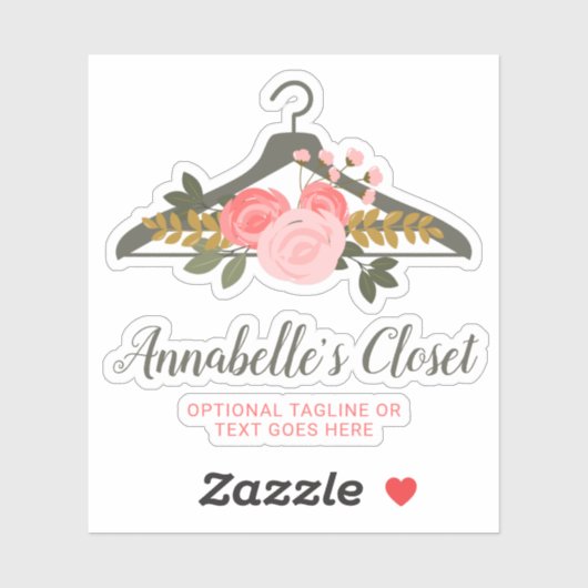 Sticker Logo de la penderie Rose florale (Feuille)