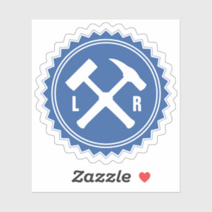 Sticker Logo de marteau de géologue avec vos initiales sur