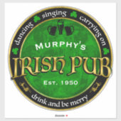 Sticker Logo de Personalized, Round Irish Pub (Feuille)