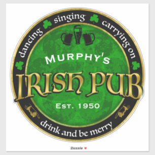 Sticker Logo de Personalized, Round Irish Pub
