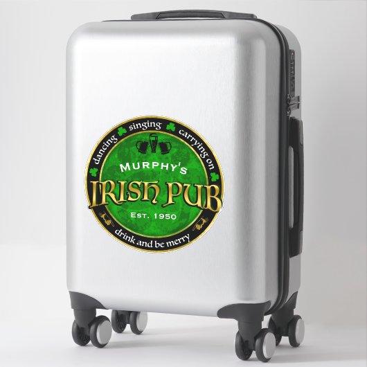 Sticker Logo de Personalized, Round Irish Pub (Sur valise)