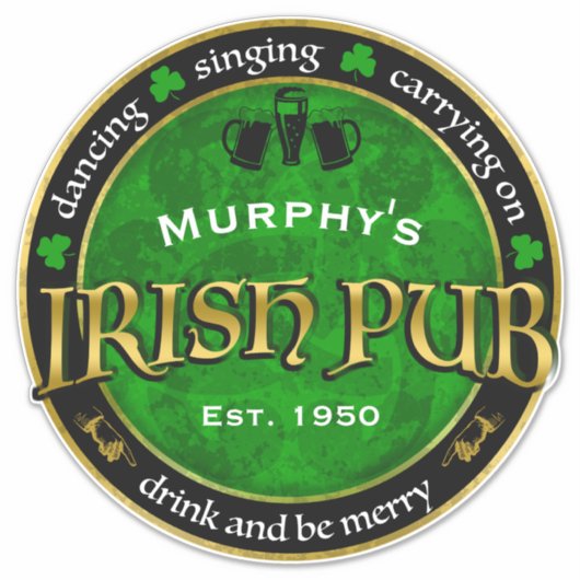 Sticker Logo de Personalized, Round Irish Pub (Devant)