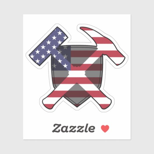 Sticker Logo du marteau de pierre du géologue - Drapeau am (Feuille)