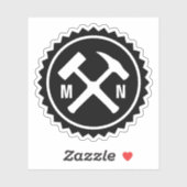 Sticker Logo du marteau du géologue avec vos initiales sur (Feuille)