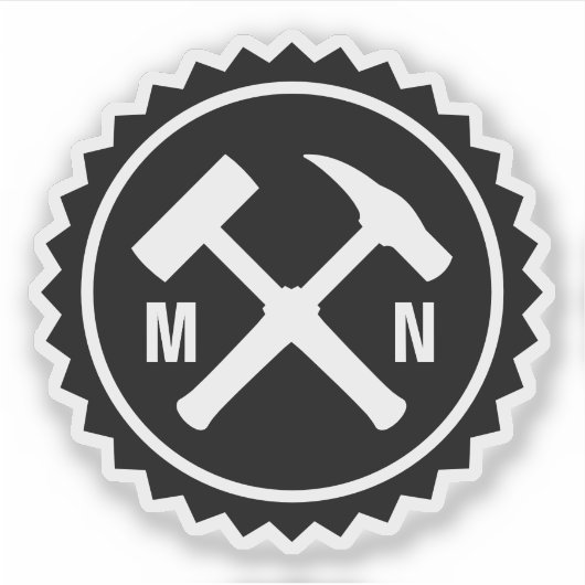 Sticker Logo du marteau du géologue avec vos initiales sur (Devant)