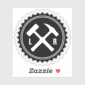 Sticker Logo du marteau du géologue avec vos initiales sur (Feuille)