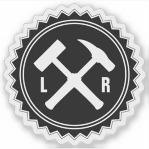 Sticker Logo du marteau du géologue avec vos initiales sur