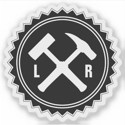 Sticker Logo du marteau du géologue avec vos initiales sur (Devant)