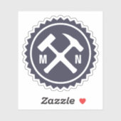 Sticker Logo du marteau du géologue avec vos initiales sur (Feuille)