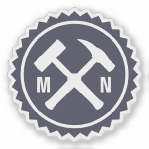 Sticker Logo du marteau du géologue avec vos initiales sur