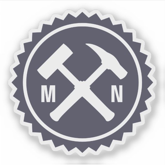 Sticker Logo du marteau du géologue avec vos initiales sur (Devant)